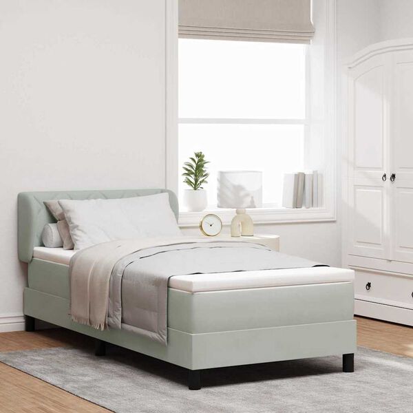 vidaXL Lit &agrave; ressorts avec matelas Gris clair 100 x 200 cm Velours