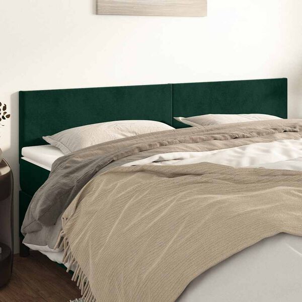 vidaXL Têtes de lit 2 pcs Vert foncé 90x5x78/88 cm Velours