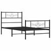 vidaXL Cadre de lit m&eacute;tal sans matelas avec pied de lit noir 100x190cm
