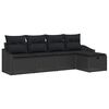 vidaXL Ensemble de Canap&eacute;s avec coussin 5 pcs Noir polyrotin