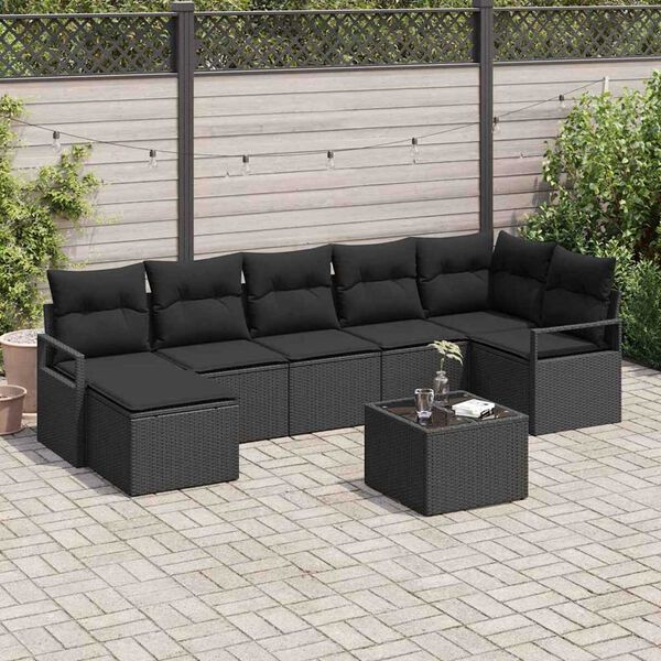 vidaXL Ensemble de Canap&eacute;s avec coussin 8 pcs Noir polyrotin