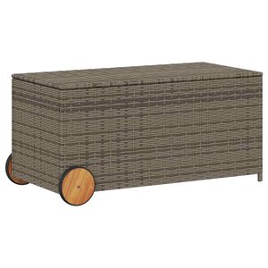 vidaXL Bo&icirc;te de rangement de jardin et roues gris 190L r&eacute;sine tress&eacute;e
