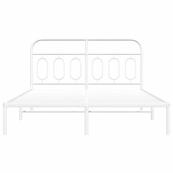 vidaXL Cadre de lit m&eacute;tal sans matelas et t&ecirc;te de lit blanc 150x200 cm