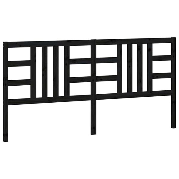 vidaXL T&ecirc;te de lit Noir 206x4x100 cm Bois massif de pin