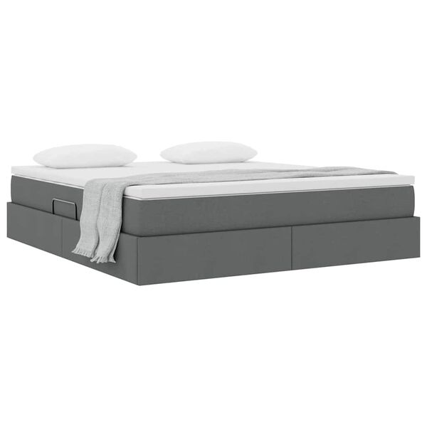 vidaXL Lit avec rangement et matelas Gris fonc&eacute; 160 x 200 cm Polyester