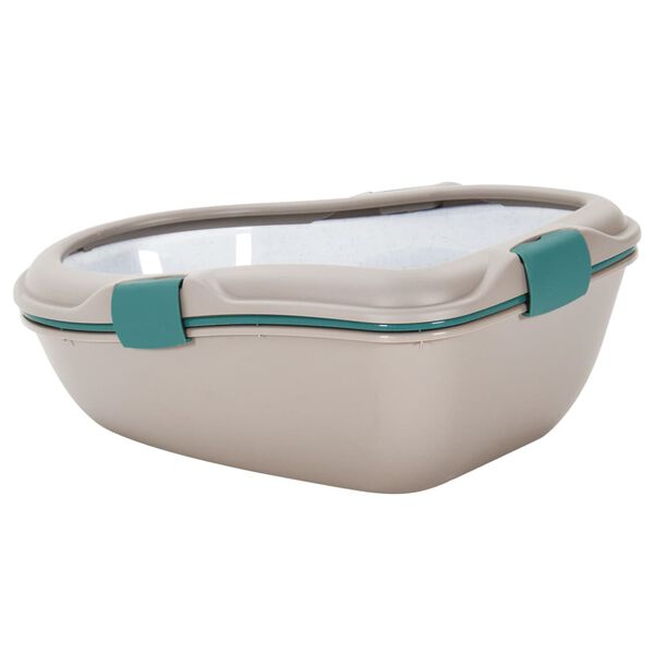 vidaXL Bac &agrave; liti&egrave;re pour chat marron et blanc 69,5x47x26 cm PP