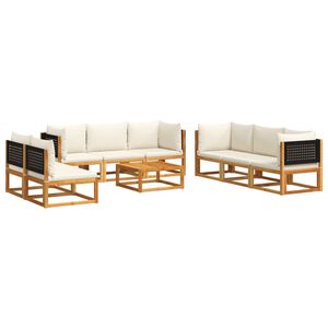 vidaXL Ensemble de canap&eacute;s de jardin 9 pi&egrave;ces avec coussins en bois d'acacia et rotin