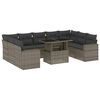 vidaXL Salon de jardin avec coussins 10 pcs gris r&eacute;sine tress&eacute;e