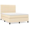vidaXL Sommier &agrave; lattes de lit avec matelas Cr&egrave;me 140x190 cm Tissu