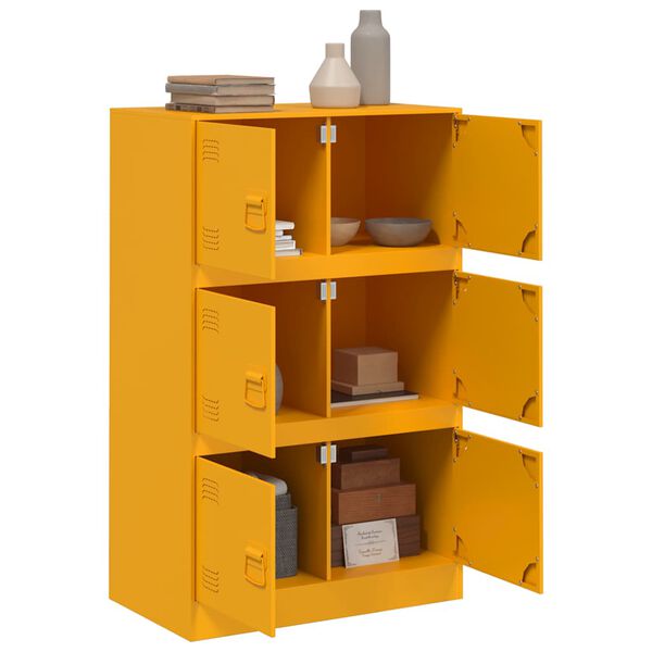 vidaXL Buffet jaune moutarde 67x39x107 cm acier