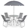 vidaXL Ensemble &agrave; manger d'ext&eacute;rieur 6 pcs Acier et textil&egrave;ne Gris