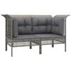 vidaXL Canap&eacute;s d'angle de jardin et coussins 2 pcs gris r&eacute;sine tress&eacute;e