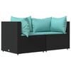 vidaXL Canap&eacute;s d'angle de jardin et coussins 2pcs Noir R&eacute;sine tress&eacute;e