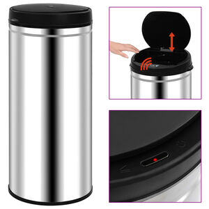 vidaXL Poubelle &agrave; capteur automatique 80 L Acier inoxydable