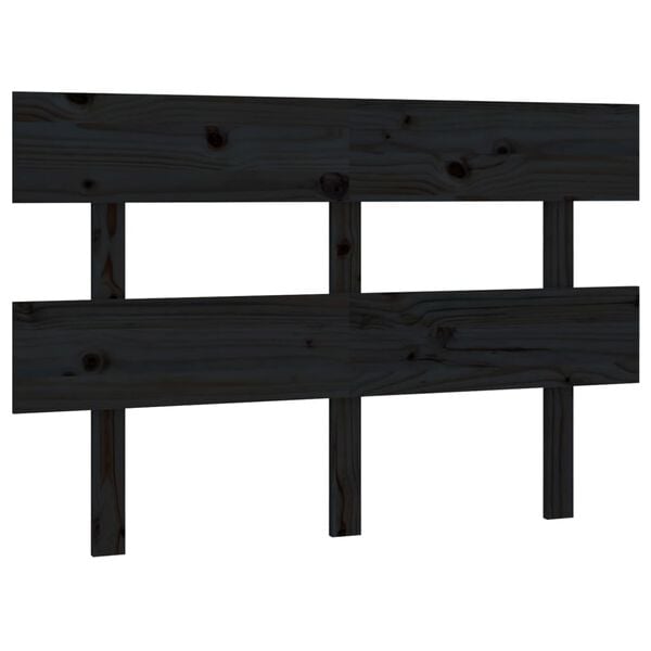 vidaXL T&ecirc;te de lit Noir 144x3x81 cm Bois massif de pin