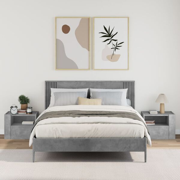 vidaXL Tables de chevet murales 2 pcs gris béton 45x30x35 cm