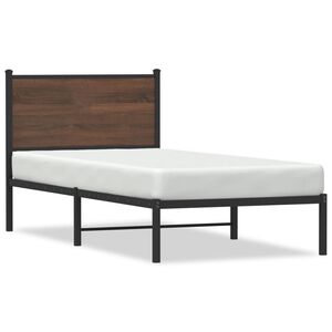 vidaXL Cadre de lit en m&eacute;tal sans matelas ch&ecirc;ne marron 75x190 cm