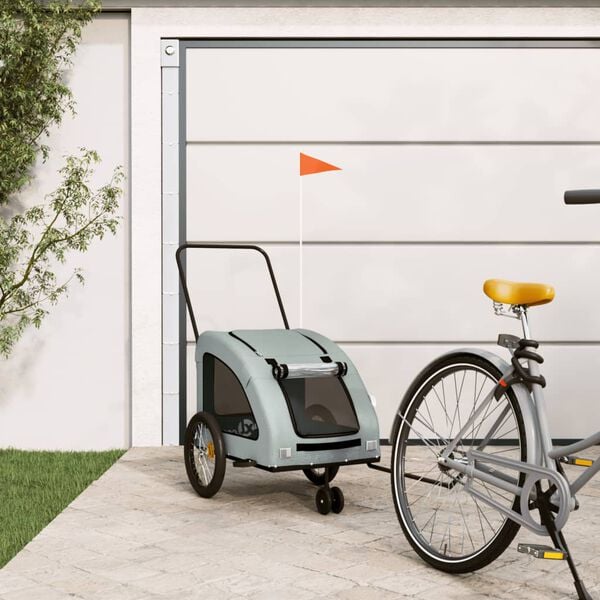 vidaXL Remorque de v&eacute;lo pour animaux de compagnie gris