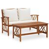 vidaXL Salon de jardin 2 pcs avec coussins bois d'acacia solide