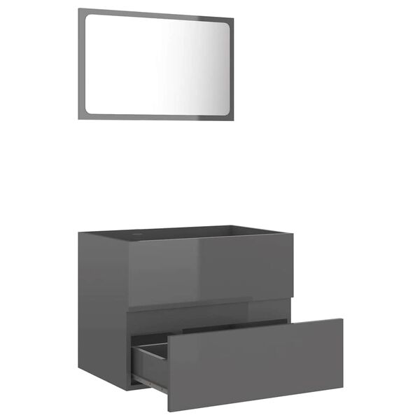 vidaXL Ensemble de meubles de salle de bain 2 pcs Gris Agglom&eacute;r&eacute;