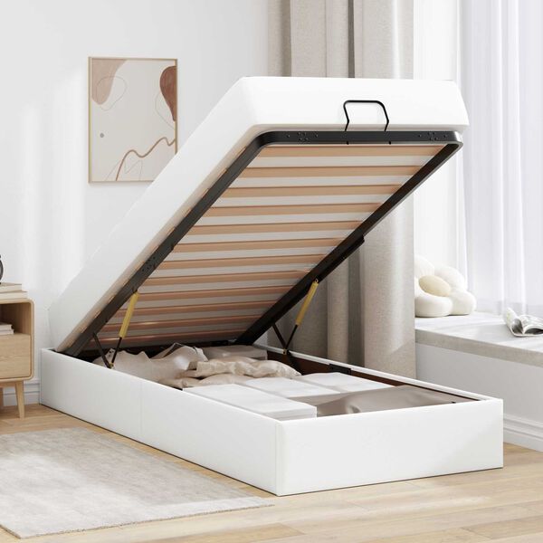 vidaXL Cadre de lit avec matelas avec matelas 2 pcs Blanc PVC