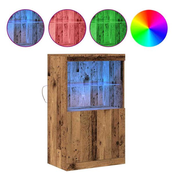 vidaXL Buffet LED Marron 60 x 37 x 100 cm Bois d'ing&eacute;nierie