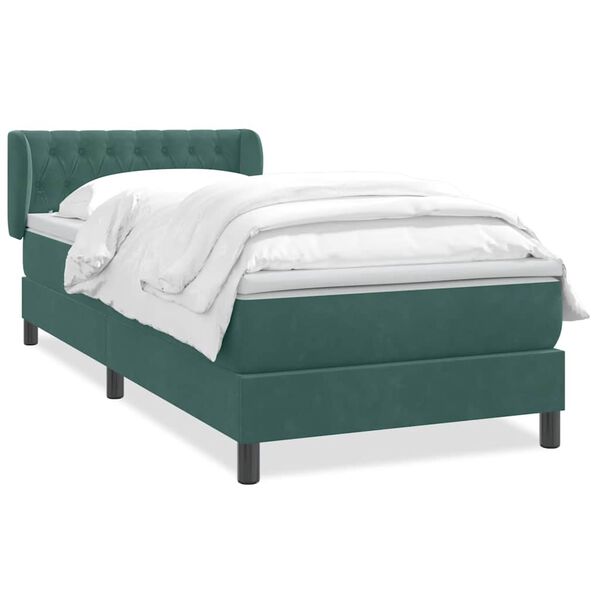 vidaXL Sommier &agrave; lattes de lit et matelas vert fonc&eacute; 80x210 cm velours
