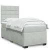 vidaXL Sommier &agrave; lattes de lit et matelas Gris clair 90x190 cm Velours