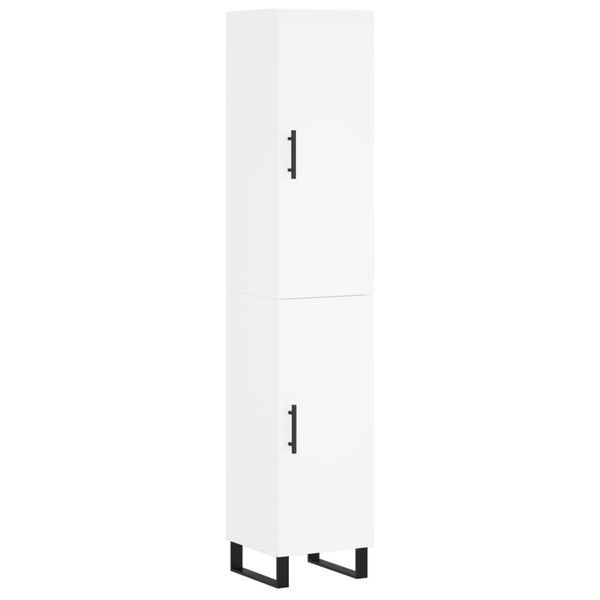 vidaXL Buffet haut Blanc 34,5x34x180 cm Bois d'ing&eacute;nierie