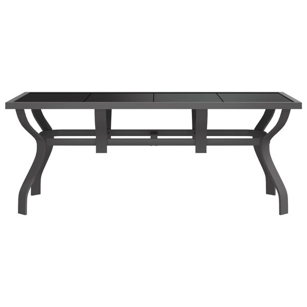 vidaXL Table de jardin Gris et noir 180x80x70 cm Acier et verre