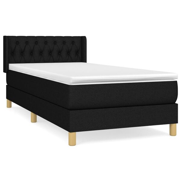 vidaXL Sommier &agrave; lattes de lit avec matelas Noir 100x200 cm Tissu