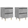 vidaXL Tables de chevet pieds en pin 2 pcs gris b&eacute;ton 40x35x50 cm