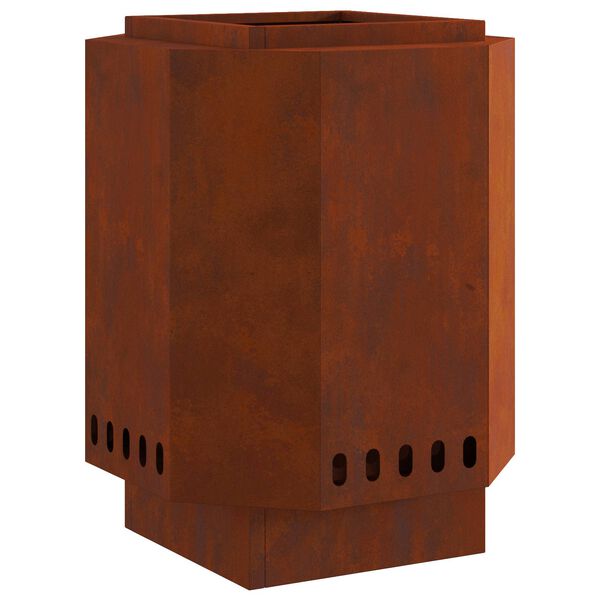 vidaXL Foyer sans fum&eacute;e Marron 38 x 38 x 51 cm Acier patin&eacute;