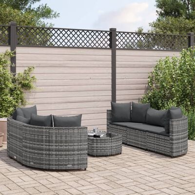 vidaXL Salon de jardin avec coussins 7 pcs gris résine tressée