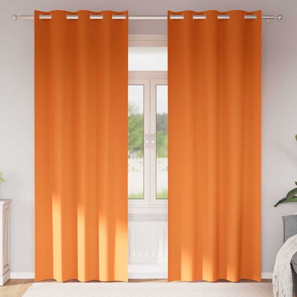 vidaXL Rideaux occultants avec anneaux 2 pcs Orange vif 260 x 140 cm