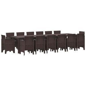 vidaXL Ensemble de salle &agrave; manger pour jardin 15 pc Marron Rattan Polt