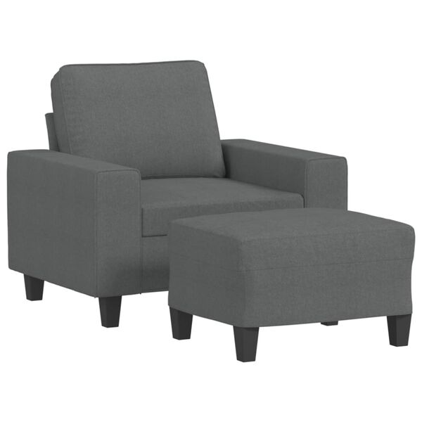 vidaXL Fauteuil avec repose-pied Gris fonc&eacute; 60 cm Tissu