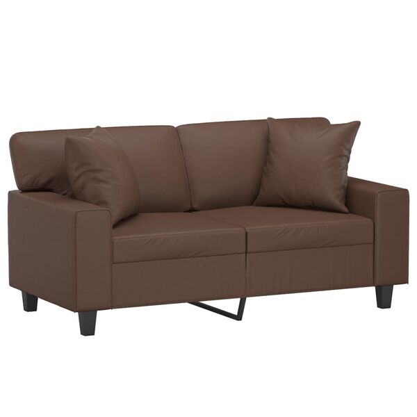 vidaXL Canap&eacute; 2 places oreillers et coussins Marron 120 cm Similicuir