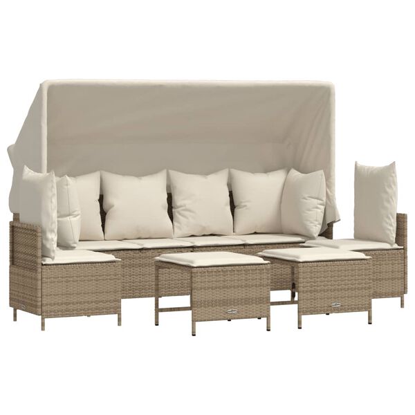 vidaXL Salon de jardin avec coussins 5 pcs beige r&eacute;sine tress&eacute;e
