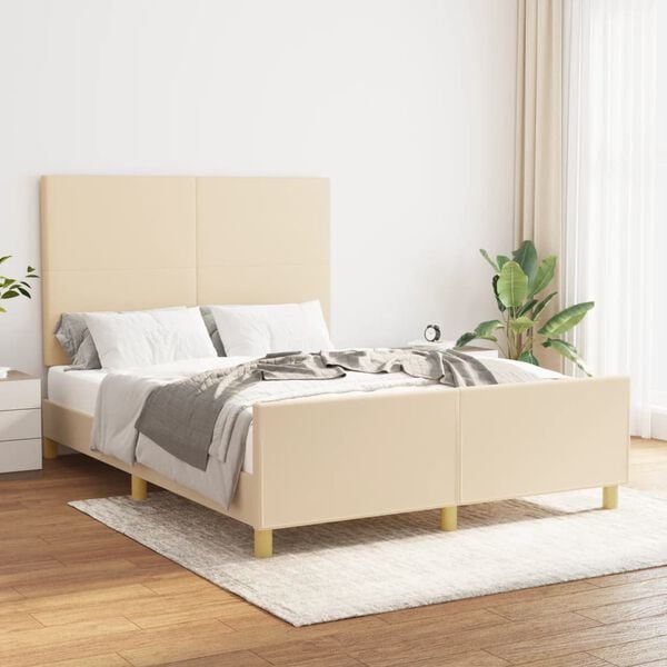 vidaXL Cadre de lit sans matelas cr&egrave;me 140x190 cm tissu