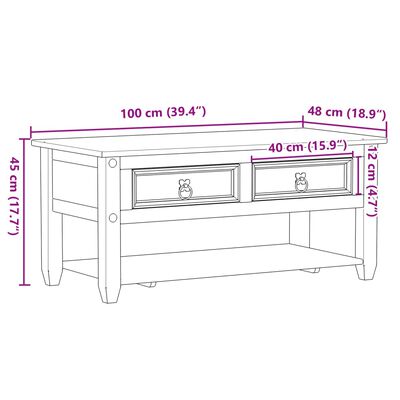 vidaXL Table basse avec tiroirs Corona 100x48x45 cm bois de pin massif