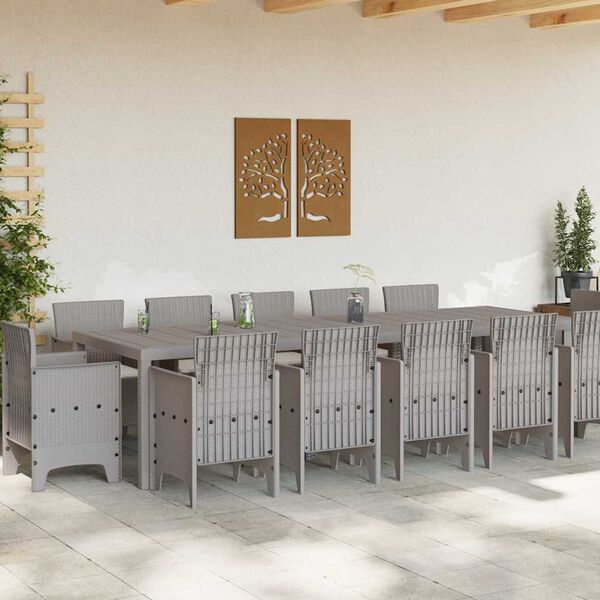 vidaXL Ensemble de salle à manger pour jardin 13 pcs Gris clair