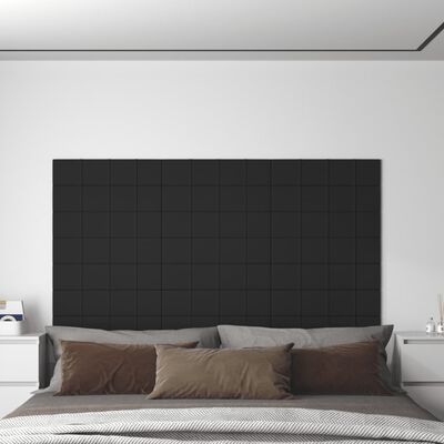 vidaXL Panneaux muraux 12 pcs Noir 60x15 cm Tissu 1,08 m²