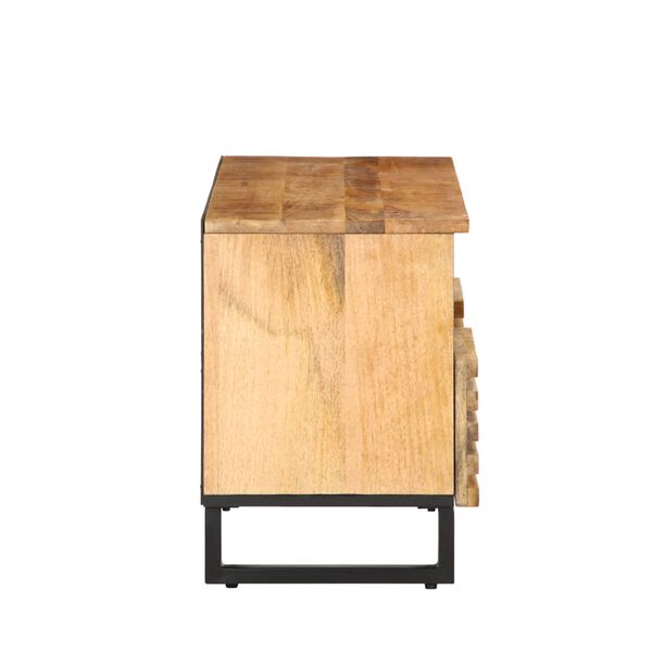 vidaXL Meuble TV 100x34x46 cm bois massif de manguier brut