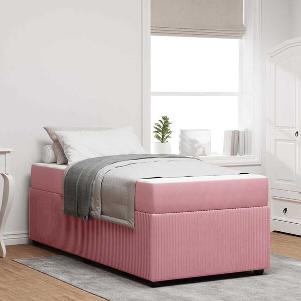 vidaXL Cadre de lit avec matelas Rose 90 x 190 cm tissu