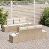 vidaXL Ensemble de canap&eacute; de jardin avec coussin 7 pcs Beige polyrotin