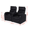 vidaXL Fauteuil inclinable &agrave; 2 places cuir synth&eacute;tique noir