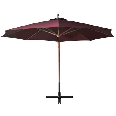 vidaXL Parasol de jardin suspendu et mât rouge bordeaux bois de sapin