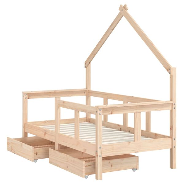vidaXL Cadre de lit enfant avec tiroirs 70x140 cm bois de pin massif
