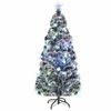 vidaXL Arbre de No&euml;l pr&eacute;-&eacute;clair&eacute; vert et blanc 64 cm fibre optique
